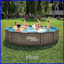 RATTAN SWIMMING POOL 366 cm 12FT Garden Round Above Ground Pool with PUMP SET