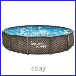 RATTAN SWIMMING POOL 366 cm 12FT Garden Round Above Ground Pool with PUMP SET