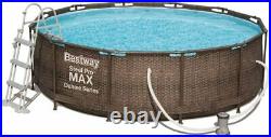 RATTAN SWIMMING POOL 366 cm 12FT Garden Round Above Ground Pool with PUMP SET
