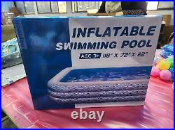 Rectangular Inflatable Pool, Large 10 feets, Deep, Above Ground, Suitable for Child