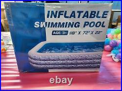 Rectangular Inflatable Pool, Large 10 feets, Deep, Above Ground, Suitable for Child