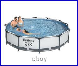 Round Frame SWIMMING POOL 366 x 76cm 12FT Garden Above Ground Pool with PUMP SET
