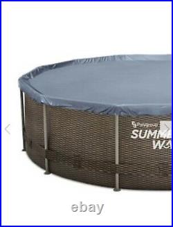 SUMMER WAVES 14FT RATTAN FRAME POOL NEW IN BOX Pump Filter & Ladder. New