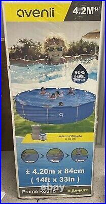 SWIMMING POOL BEST Avenli 14ft X33 ROUND STEEL FRAME ABOVE GROUND SUMMER GARDEN