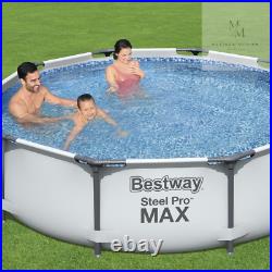 Steel Pro Max Round Frame Swimming Pool 10' Above Ground with Filter Pump