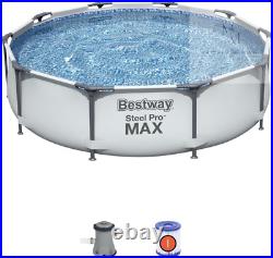 Steel Pro Max Round Frame Swimming Pool 10' Above Ground with Filter Pump