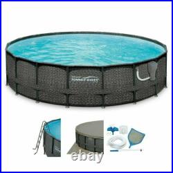 Summer Waves Elite 18ft x 48in Above Ground Frame Swimming Pool Set with Pump