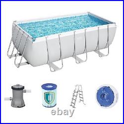 Swimming Pool 13.5ft Power Steel Frame Pump Filter Ladder Dispenser Bestway