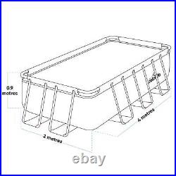 Swimming Pool 13ft, 400x200cm XL Steel Frame Above Ground & Filter Pump