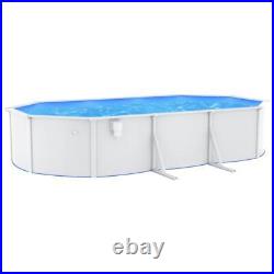 Swimming Pool with Steel Wall Oval White Garden Outdoor Backyard 610x360x120 cm
