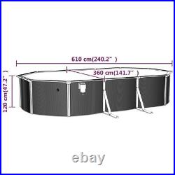 Swimming Pool with Steel Wall Oval White Garden Outdoor Backyard 610x360x120 cm