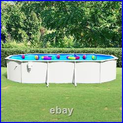 Swimming Pool with Steel Wall White above Ground Framed Round K8H0