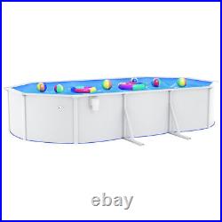 Swimming Pool with Steel Wall White above Ground Framed Round K8H0