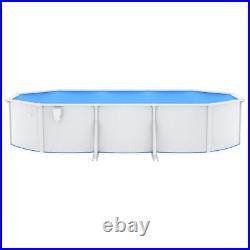 Swimming Pool with Steel Wall White above Ground Framed Round K8H0