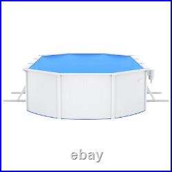 Swimming Pool with Steel Wall White above Ground Framed Round K8H0