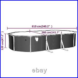 Swimming Pool with Steel Wall White above Ground Framed Round K8H0