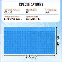 VEVOR Solar Pool Cover 24x12 ft Inground Above Ground Pools Solar Blanket 16 mil