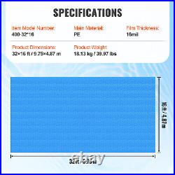 VEVOR Solar Pool Cover 36x16 ft Inground Above Ground Pools Solar Blanket 16 mil