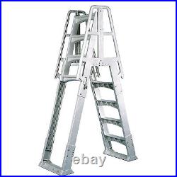 Vinyl Works SLA A-Frame Adjustable 48-56 Inch Above Ground Pool Ladder, White